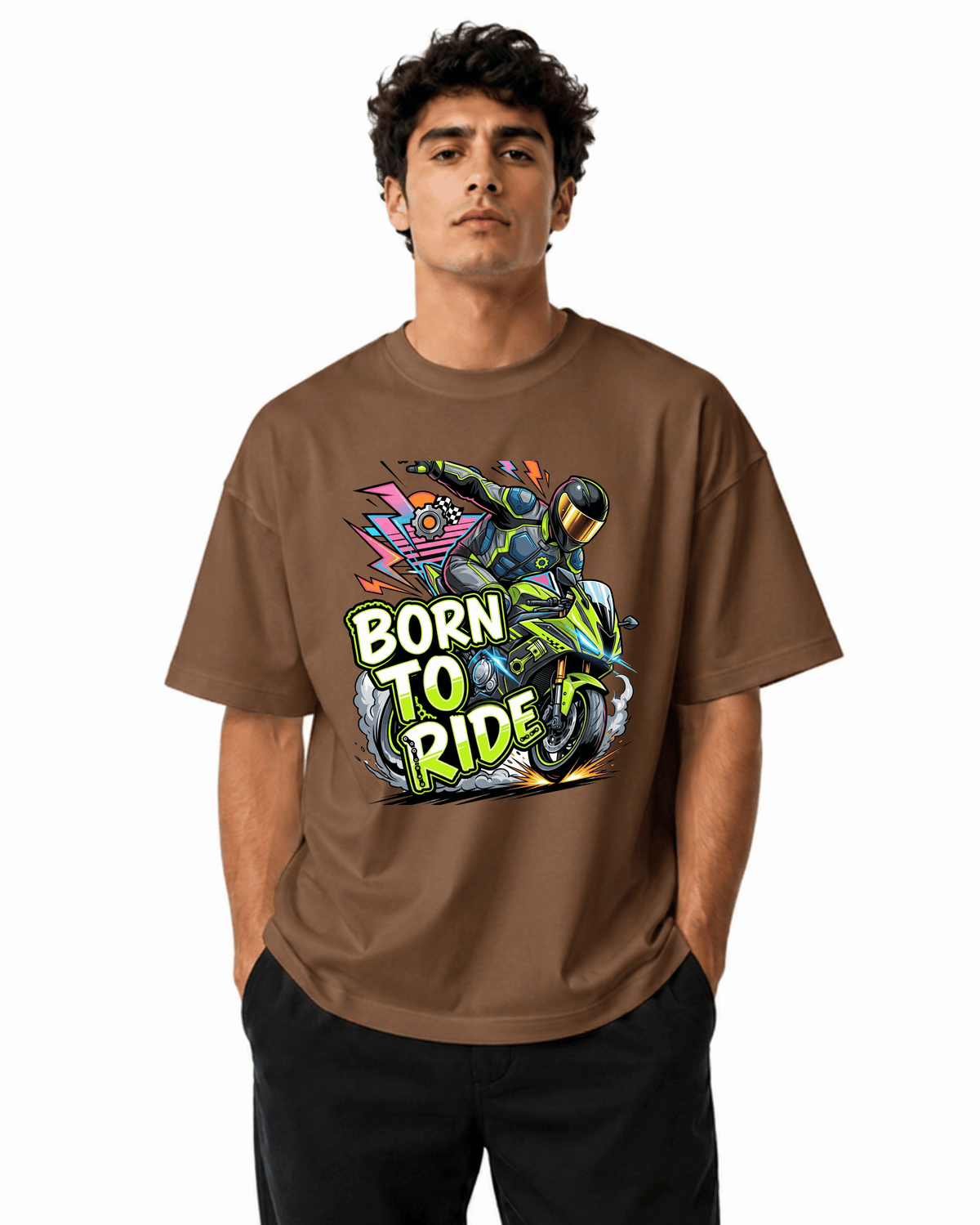 Born To Ride Bike Men’s Premium Graphic Printed T-Shirt – Casual Streetwear Tee