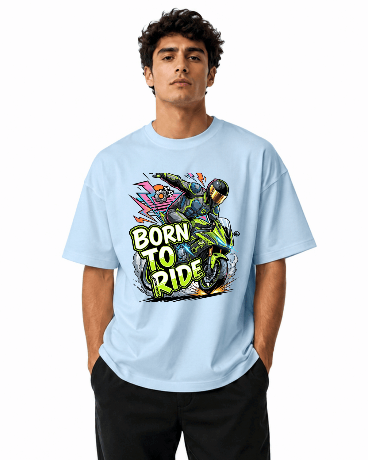 Born To Ride Bike Men’s Premium Graphic Printed T-Shirt – Casual Streetwear Tee