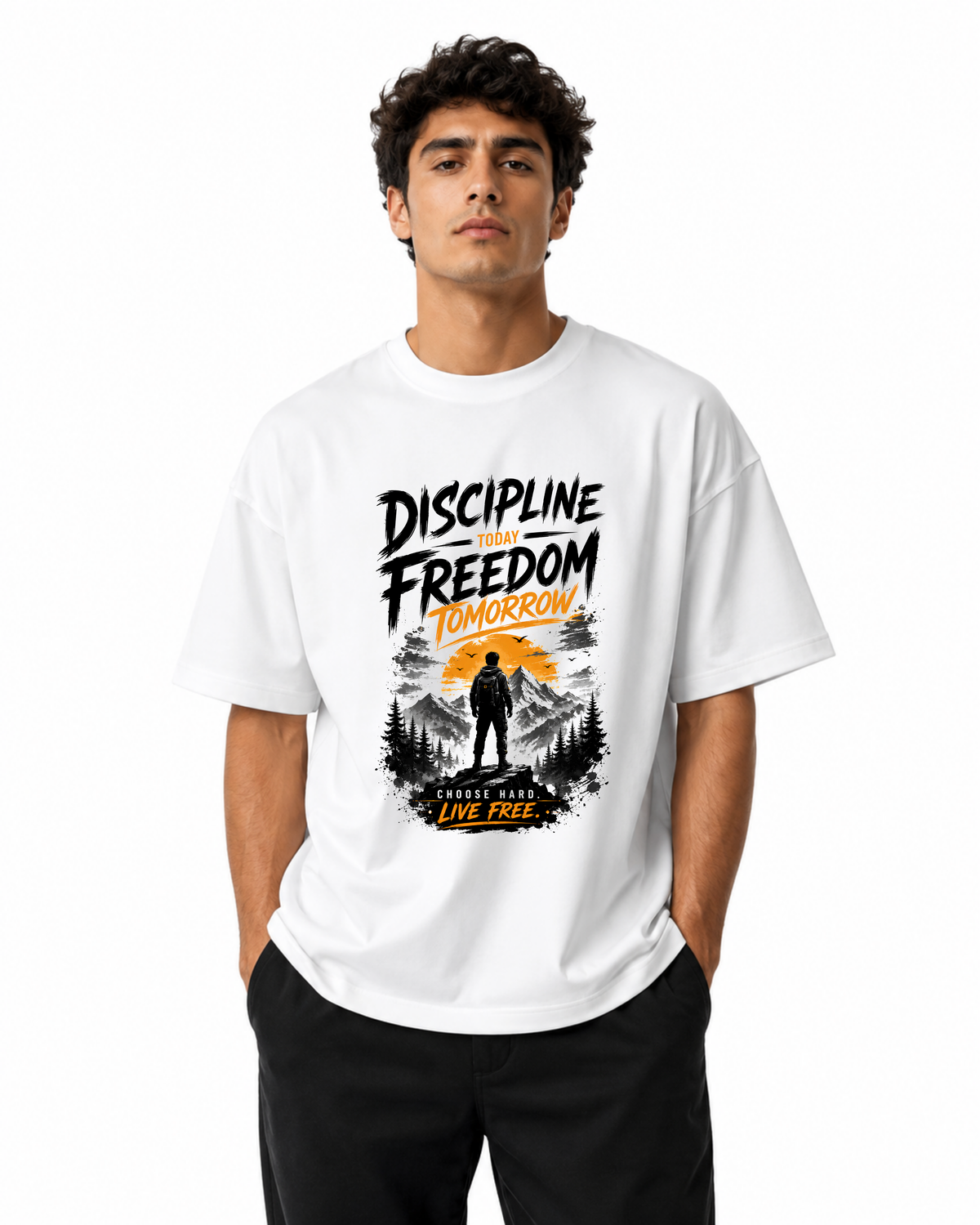 Discipline Freedom Men’s Premium Graphic Printed T-Shirt – Casual Streetwear Tee