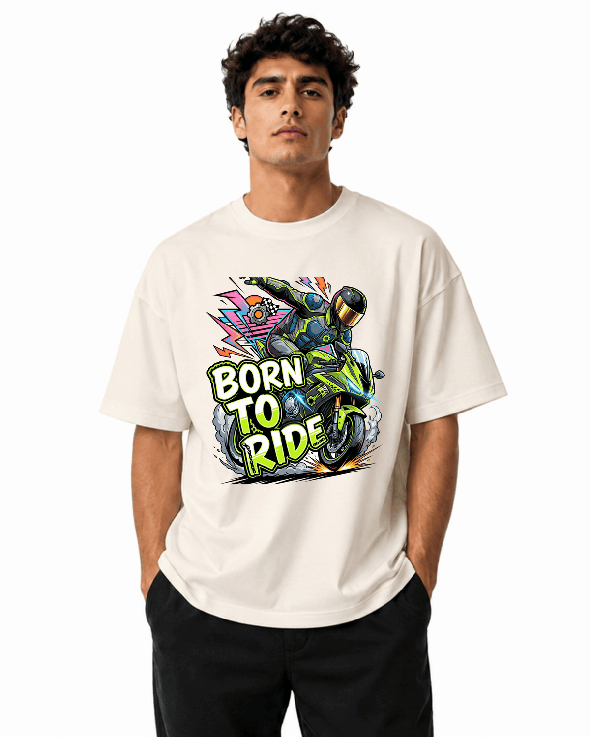 Born To Ride Bike Men’s Premium Graphic Printed T-Shirt – Casual Streetwear Tee