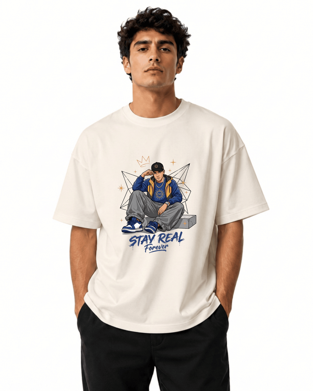 Stay Real Men’s Premium Graphic Printed T-Shirt – Casual Streetwear Tee