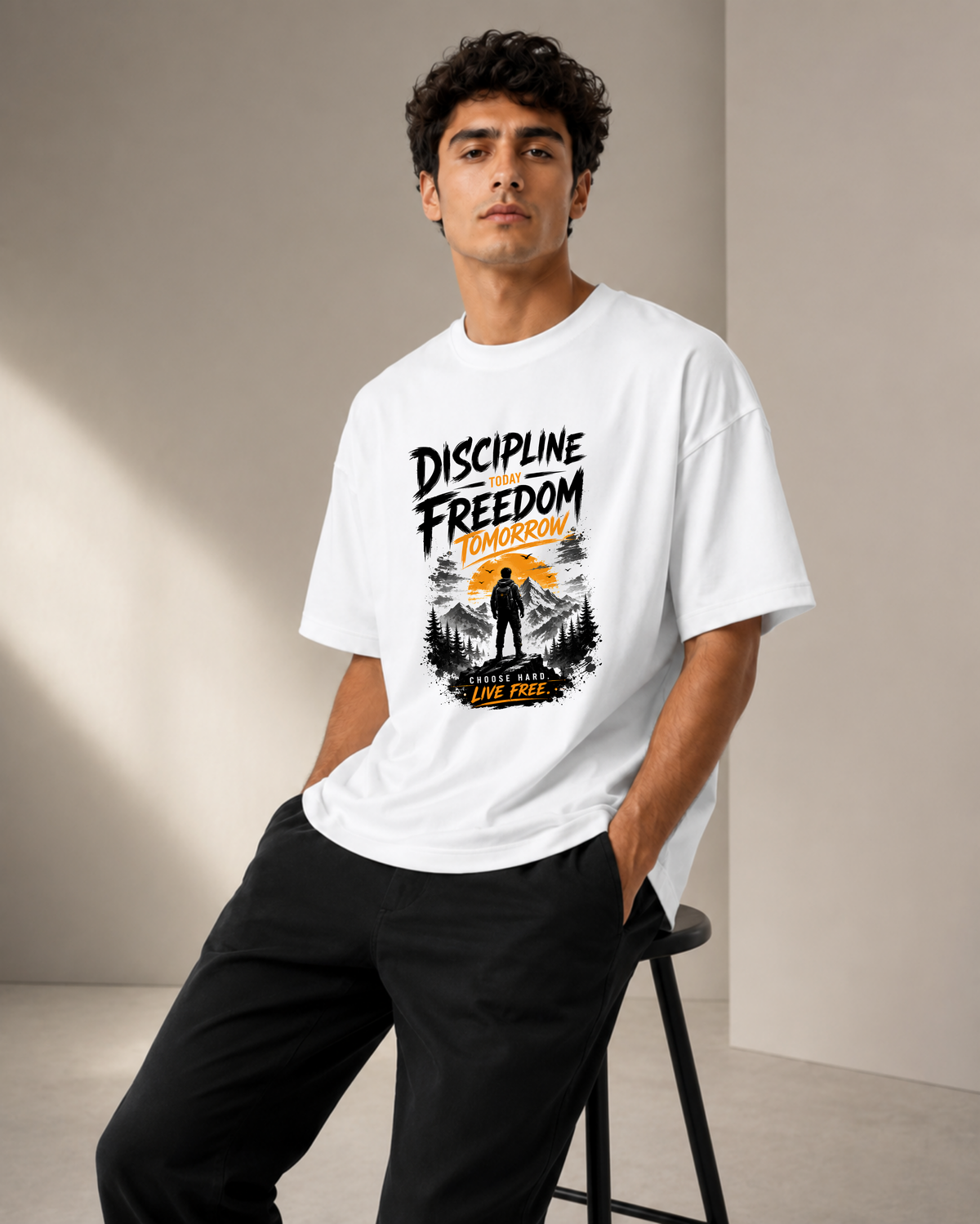 Discipline Freedom Men’s Premium Graphic Printed T-Shirt – Casual Streetwear Tee