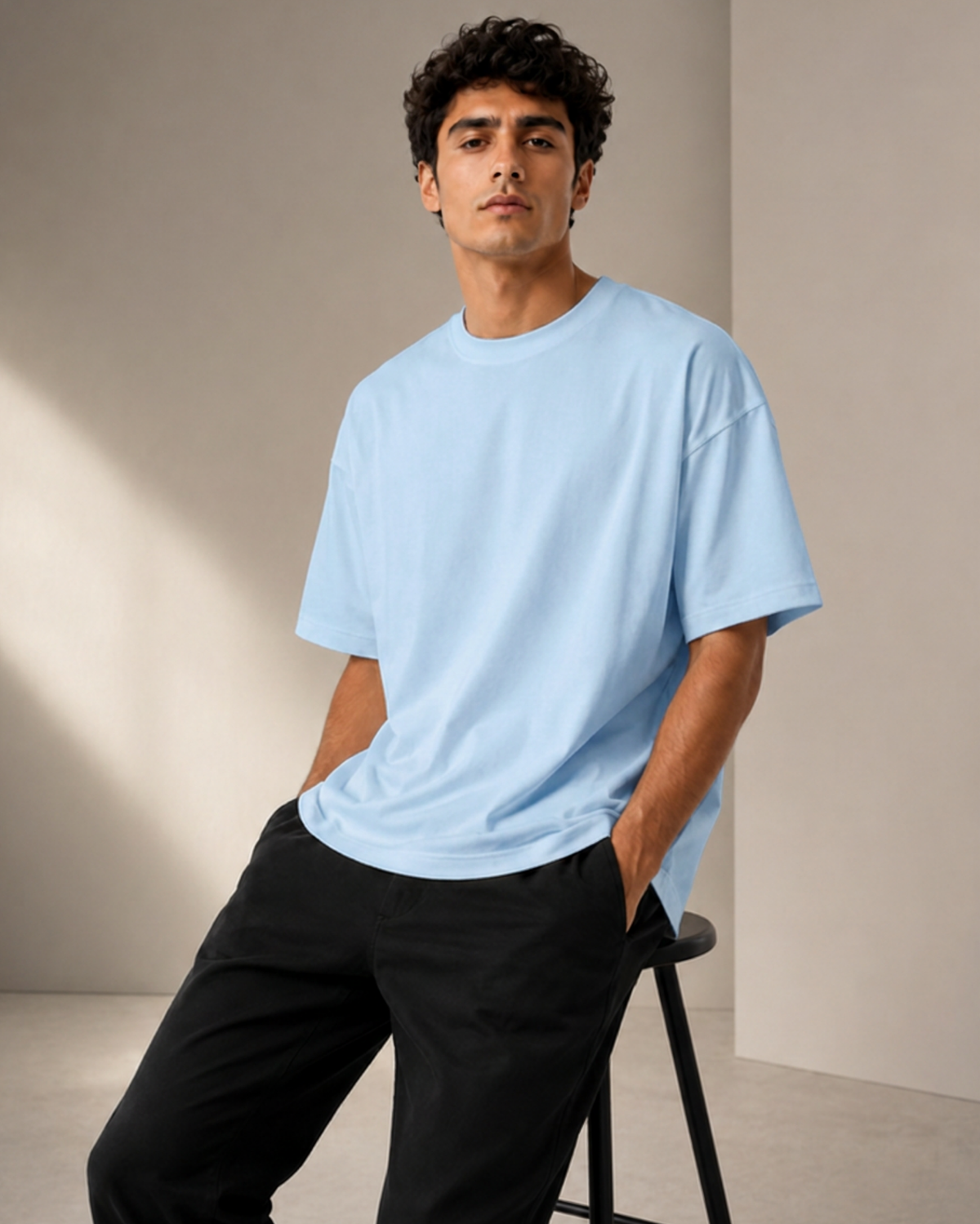 Lite Blue Men’s Premium Graphic Printed T-Shirt – Casual Streetwear Tee