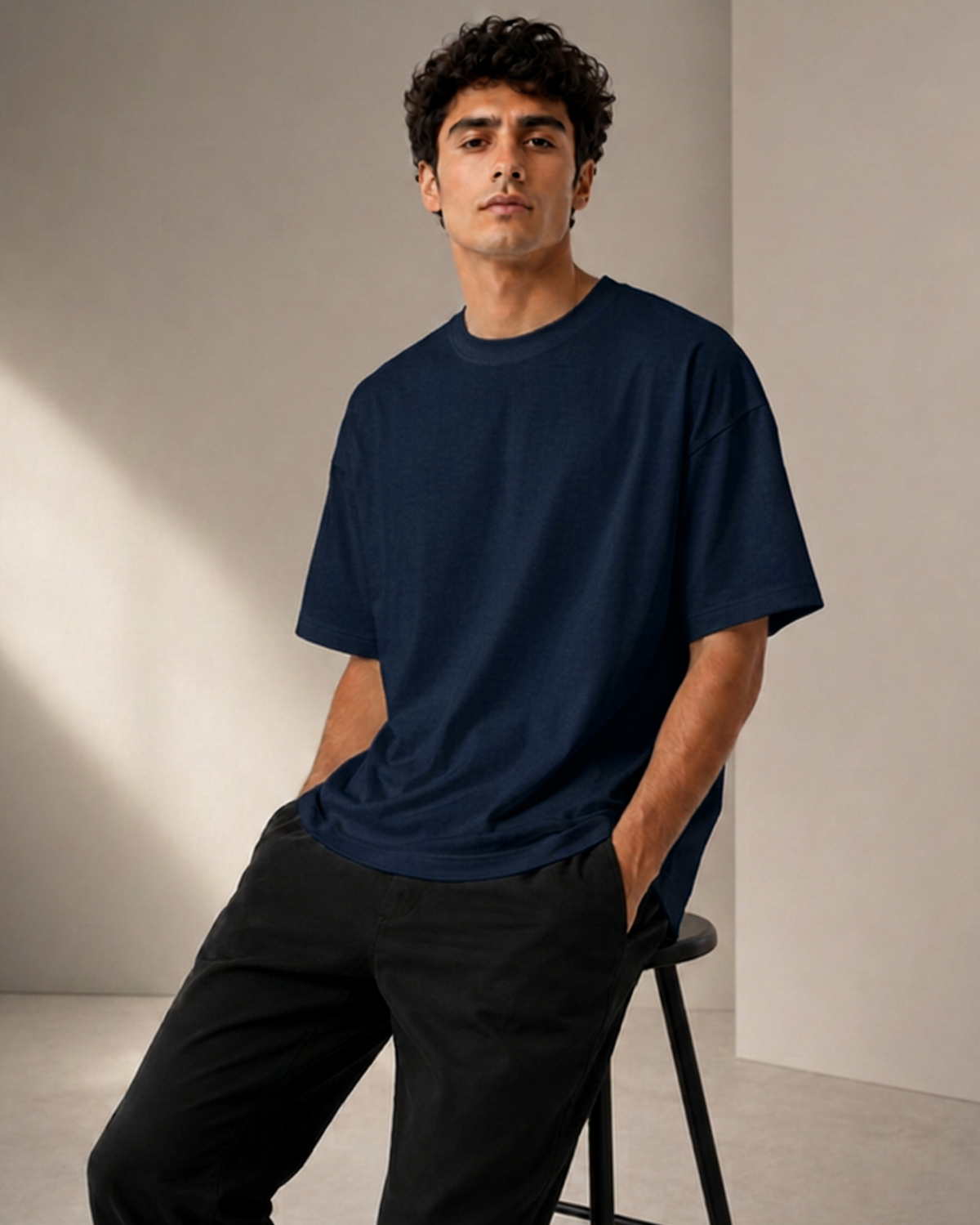 Navy Blue Men’s Premium Graphic Printed T-Shirt – Casual Streetwear Tee