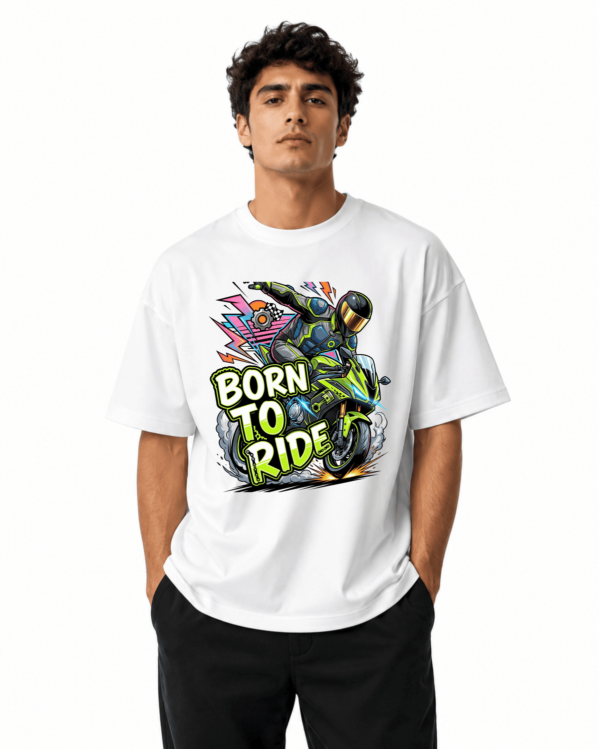 Born To Ride Bike Men’s Premium Graphic Printed T-Shirt – Casual Streetwear Tee
