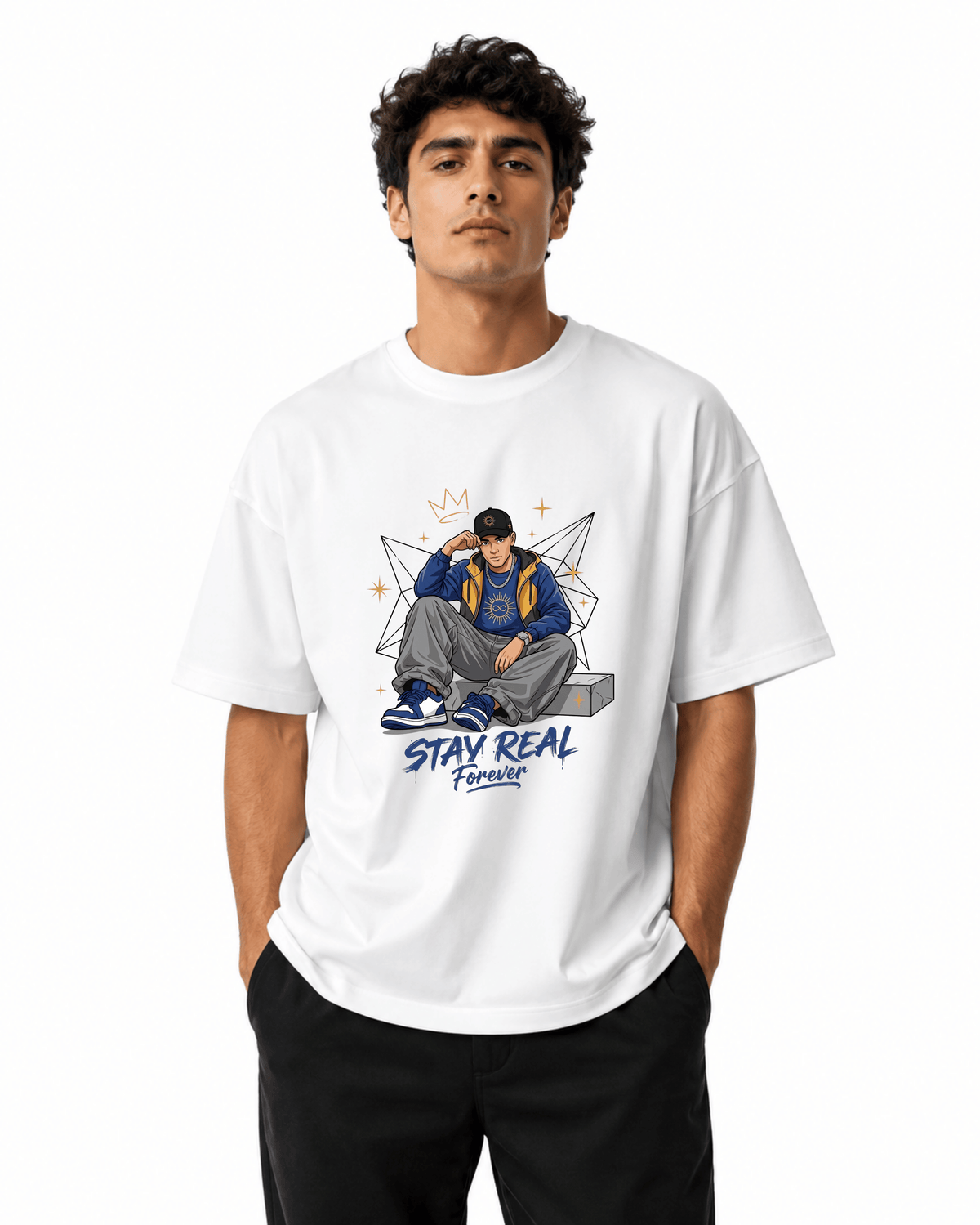 Stay Real Men’s Premium Graphic Printed T-Shirt – Casual Streetwear Tee