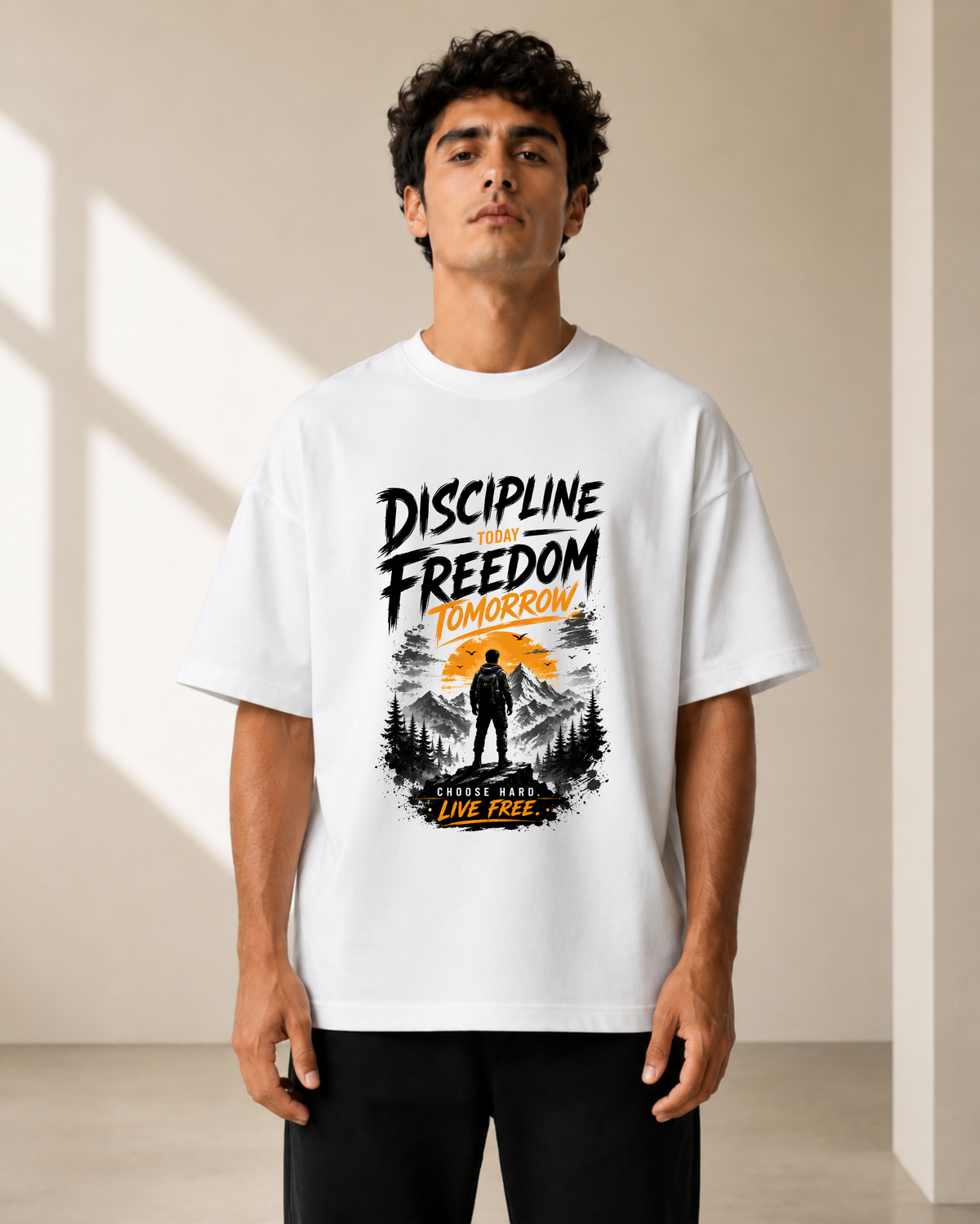 Discipline Freedom Men’s Premium Graphic Printed T-Shirt – Casual Streetwear Tee