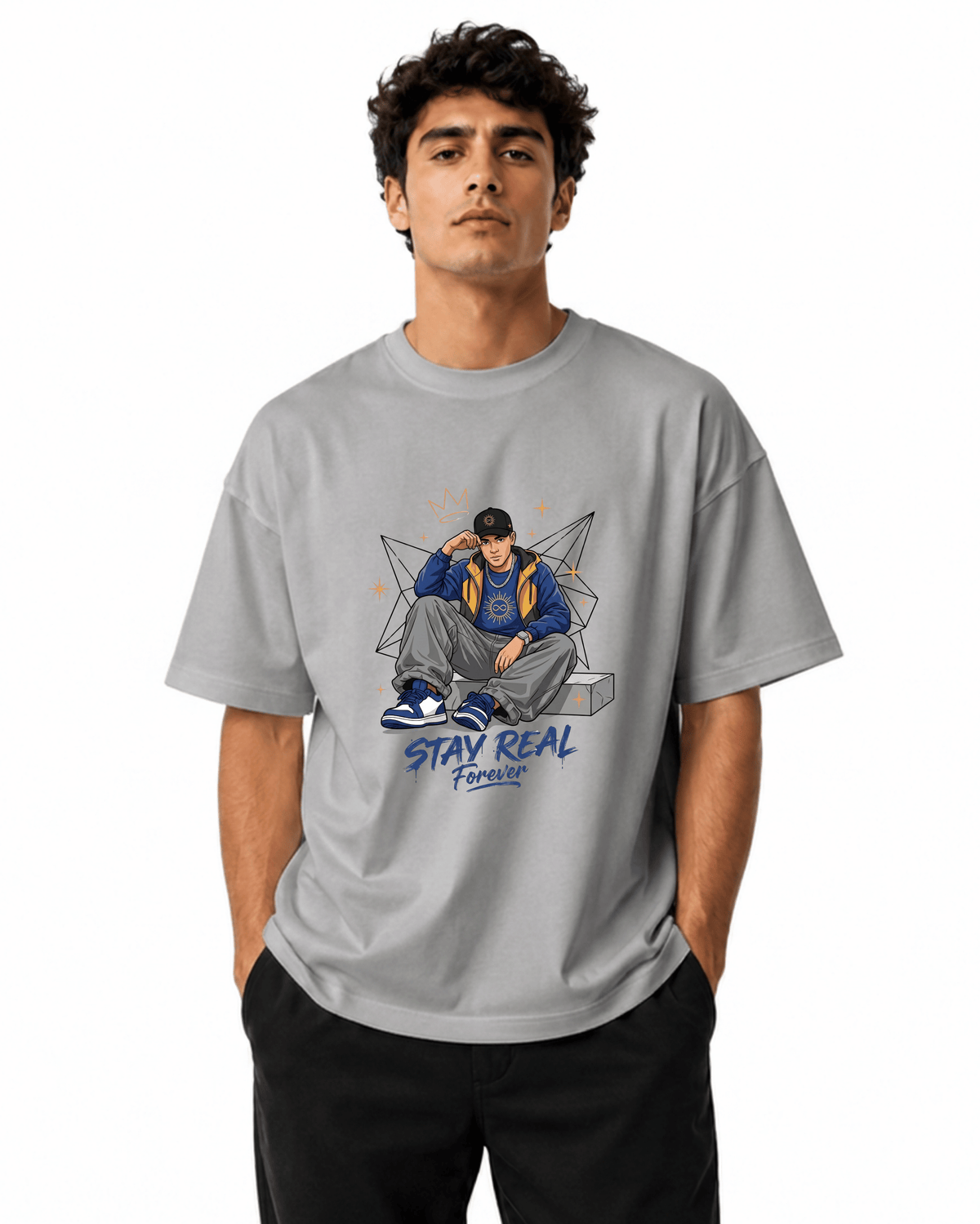 Stay Real Men’s Premium Graphic Printed T-Shirt – Casual Streetwear Tee