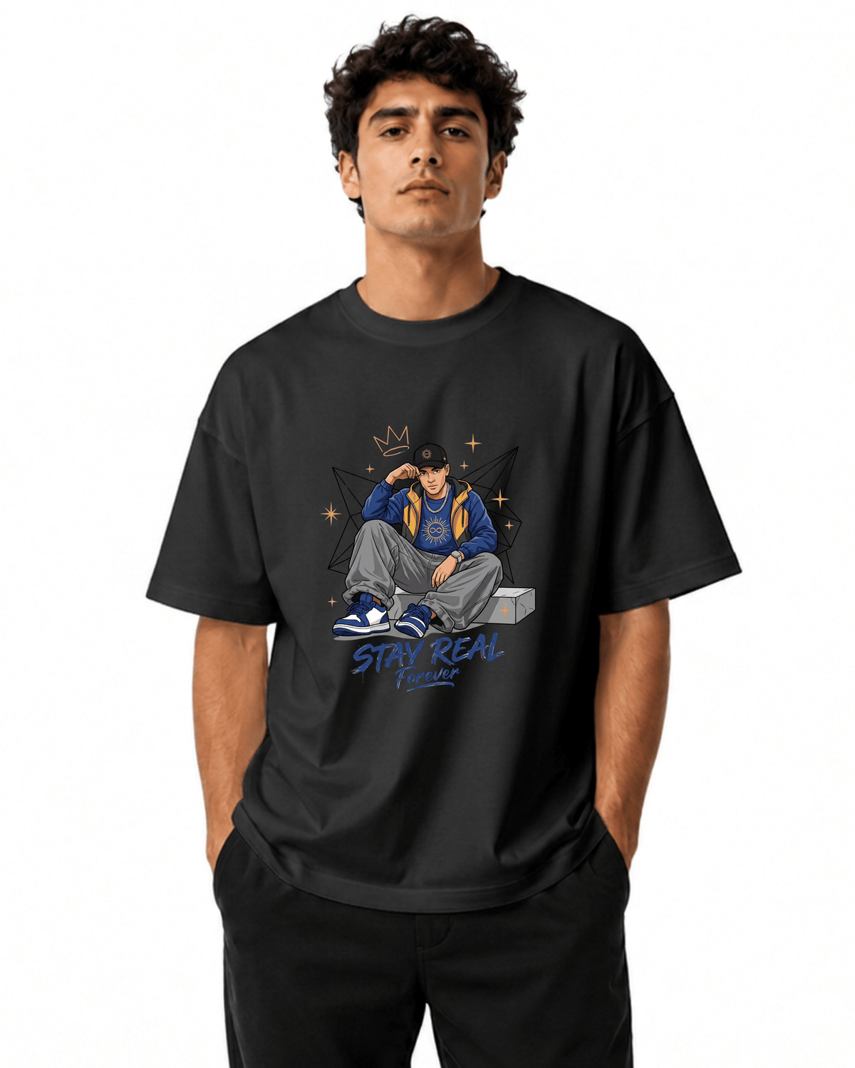 Stay Real Men’s Premium Graphic Printed T-Shirt – Casual Streetwear Tee