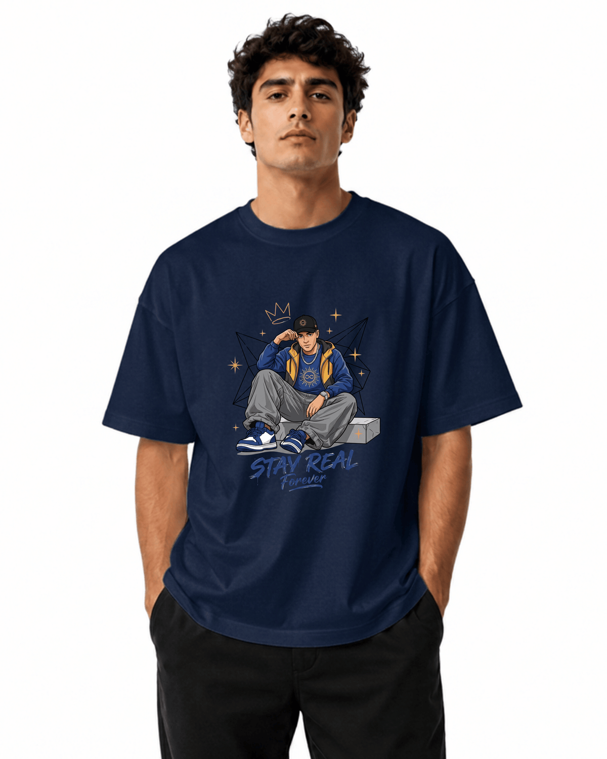 Stay Real Men’s Premium Graphic Printed T-Shirt – Casual Streetwear Tee