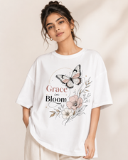 Grace In Bloom Girl's Premium Graphic Printed T-Shirt – Casual Streetwear Tee