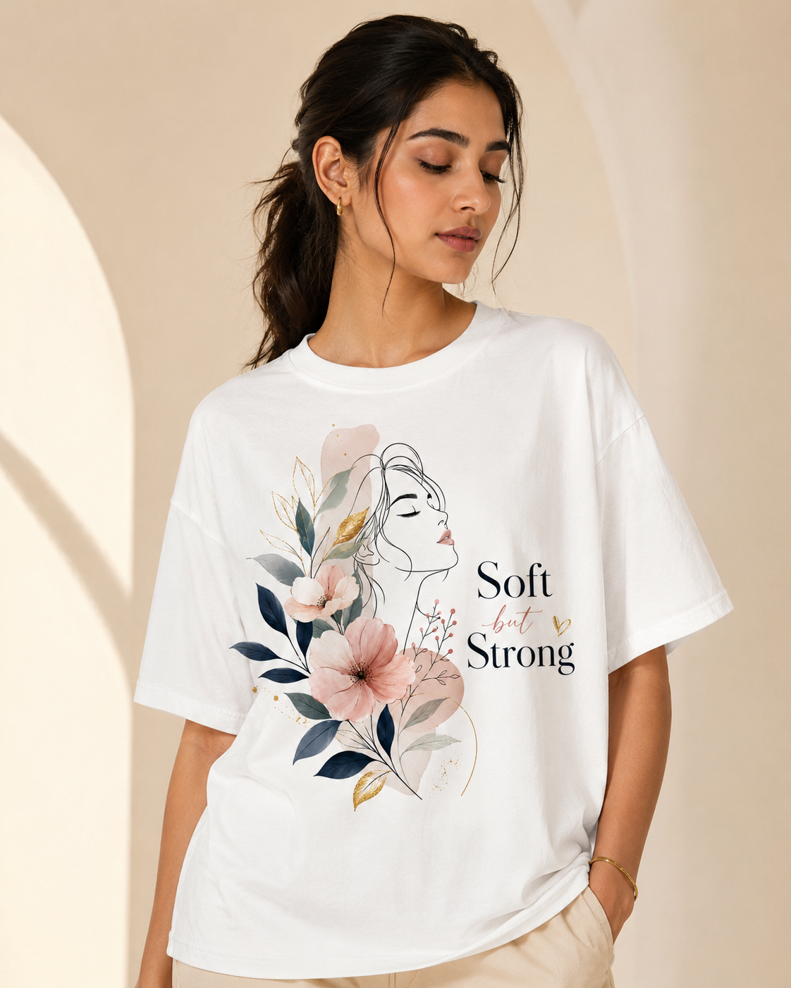 Soft But Strong Girl's Premium Graphic Printed T-Shirt – Casual Streetwear Tee